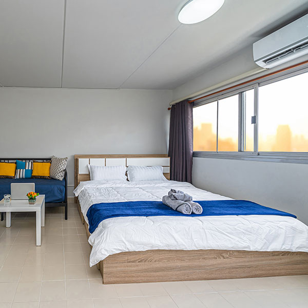 Corporate group accommodation with multiple bedrooms.